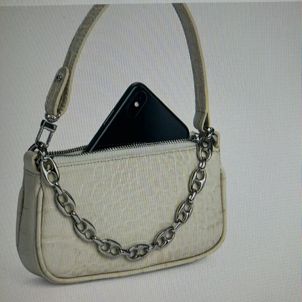 NWT Mini By Far Rachel Cream Croco Embossed Leather - Picture 3 of 3